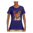 thumbnail image 2 of Wild Bobby Dean Russo Colorful Cat Abyssinian Cat Lover Women Graphic Tee, Purple, 3X-Large, 2 of 5
