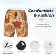 thumbnail image 3 of Naloa Autumn Animal Maple Leaves Print Men Swim Trunks with Compression Liner ,Board Shorts,Men's Swim Shorts with Drawstring and Elastic Waistband-3X-Large, 3 of 6