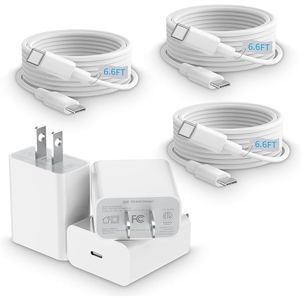 wonima02 Type C Charger Fast Charging for iPhone 16 15, 3-Pack 20W PD USB C Charger Block with 3Pack 6.6 ft USB-C Charge Cable for iPhone 16/15 Pro/15 Pro Max/iPad Pro/AirPods & Android