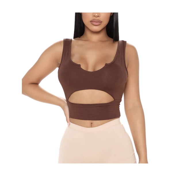 Txlixc Chaleco de verano femenino, blusa sin mangas de cuello u de color sólido Txlixc moda