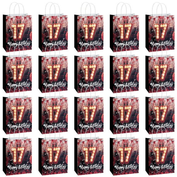 20 Pack Birthday Party Supplies Favor Bags for Adult - Decorative Gift Boxes, Candy Treat Bags for 17th Celebration Decorations