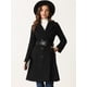 thumbnail image 2 of Abrigo largo con doble botonadura y cinturón de invierno con cuello de solapa para mujer Negro L, 2 of 5