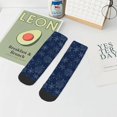thumbnail image 7 of Rateoe Snowflake Dark Blue Pattern Quarter Crew Socks,Toe Seamed Ankle Socks,Cotton Cushioned Breathable Athletic Crew Sports Socks, 7 of 7