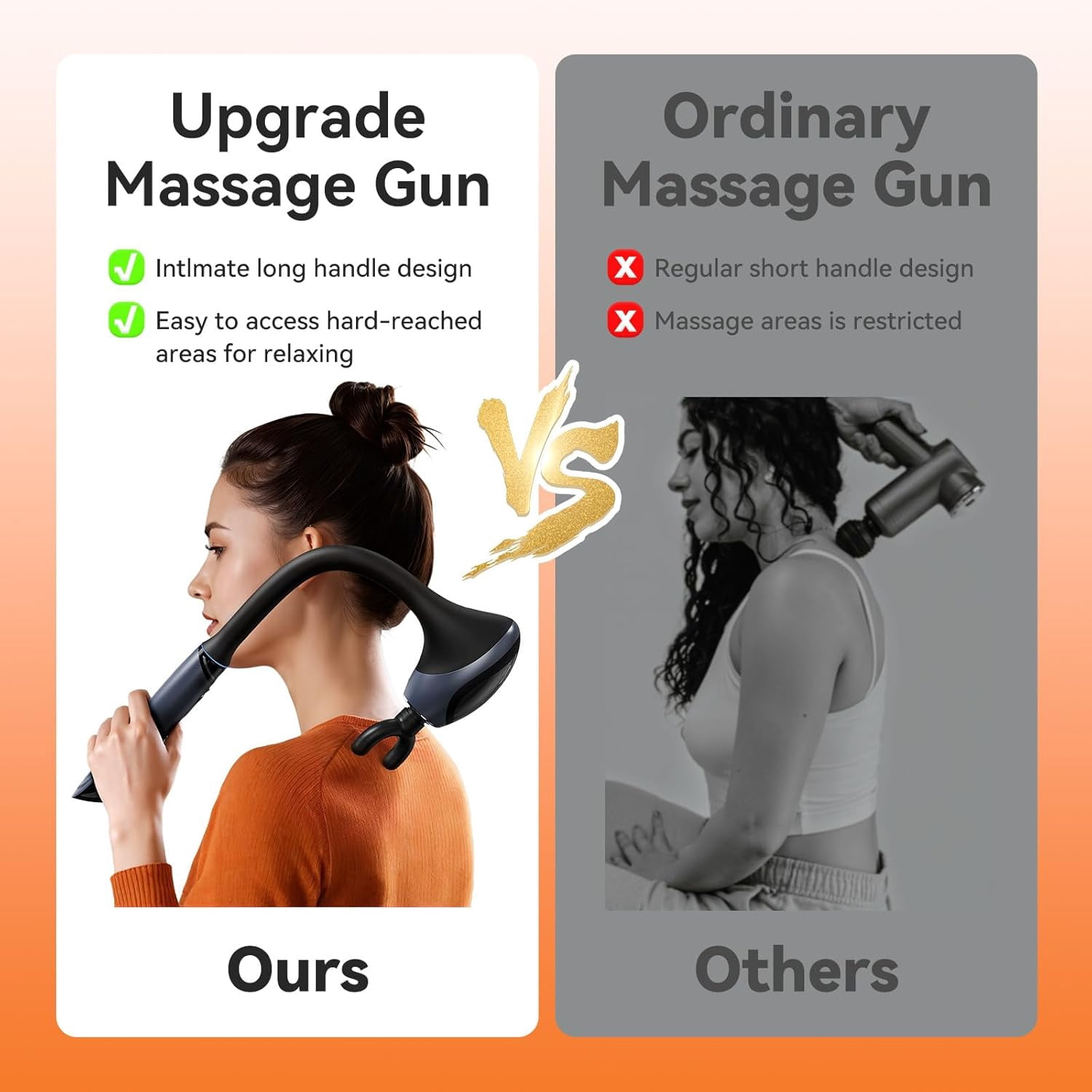 Massage Gun Deep Tissue Percussion Massager with 4 Heads, Quiet Brushless Motor & Ergonomic Design for Muscle Relief