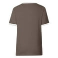 thumbnail image 5 of MIXUE Boho Tops For Women Summer Solid Color V Neck Short Sleeve Casual Warm Tshirts Activewear,Brown,M, 5 of 5