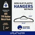 thumbnail image 2 of Lifemaster 80 Pcs. Dry Wet Clothes Hangers - Heavy Duty Coat Hanger Set with 360° Swivel Hook, Non-Slip, Space-Saving, Sleek Design - Accessory Tie Bar, Smart Strap Hooks, Non-Slip Pants Bar (Black), 2 of 7