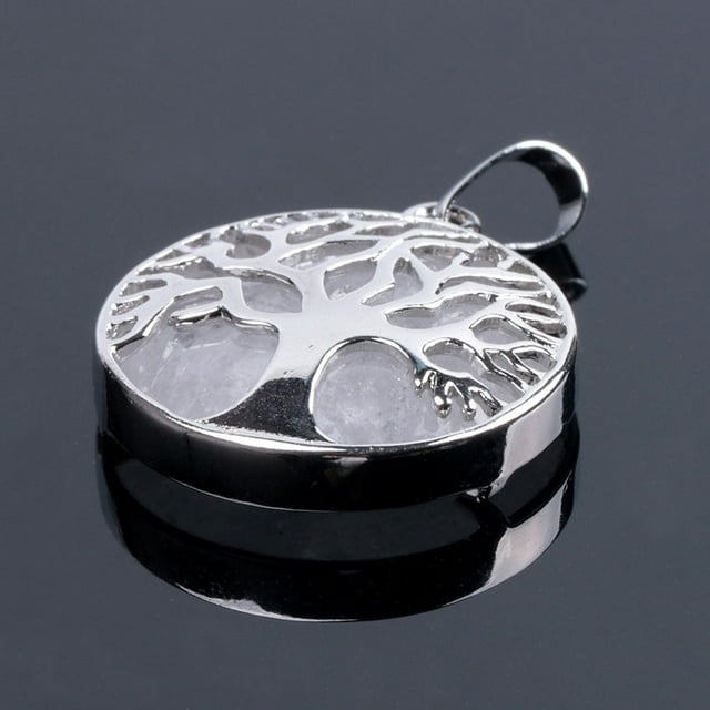 Natural Round Gem Stone Kabbalah Tree of Life Necklaces Pendants