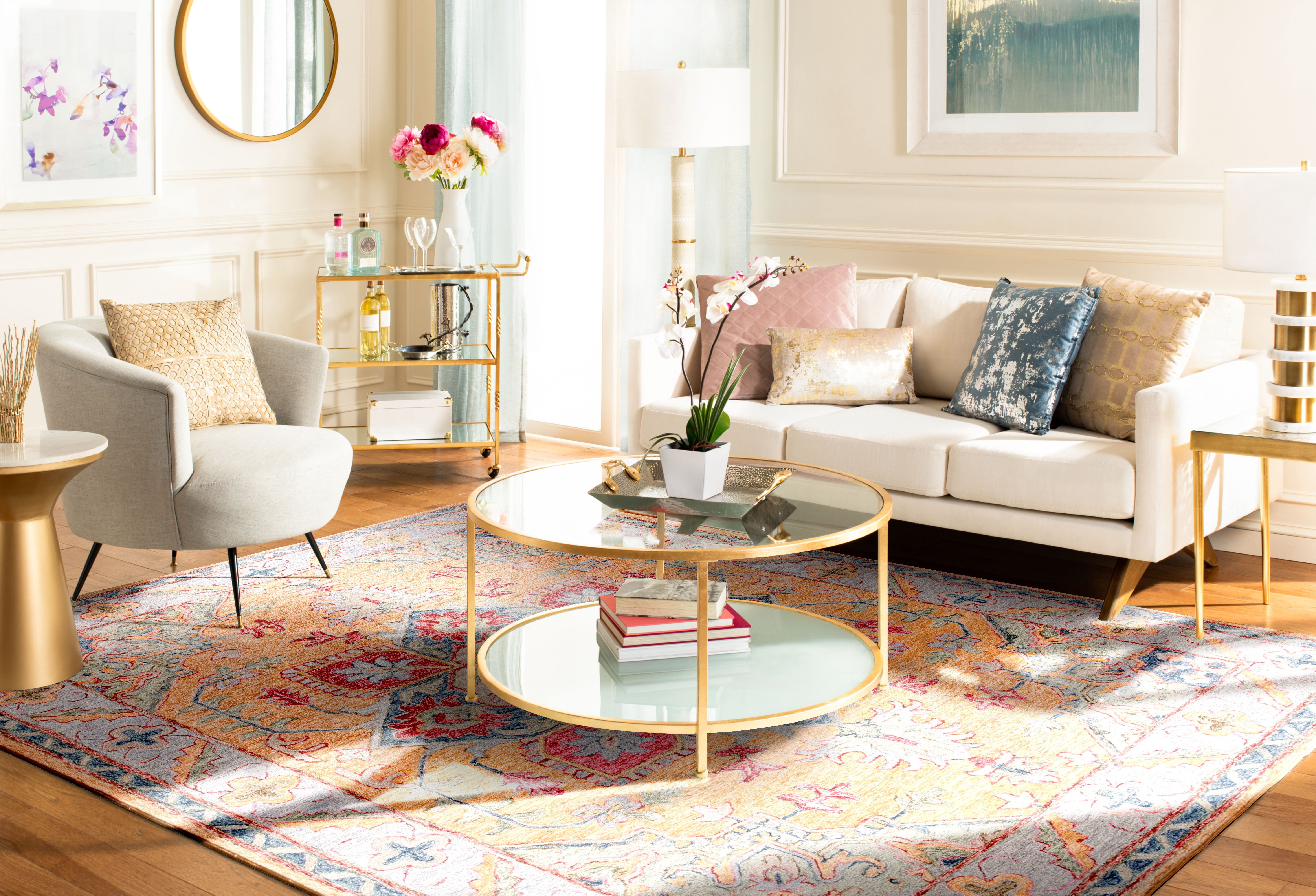 SAFAVIEH Metro David Medallion Area Rug, Yellow/Rust, 6' x 6' Square