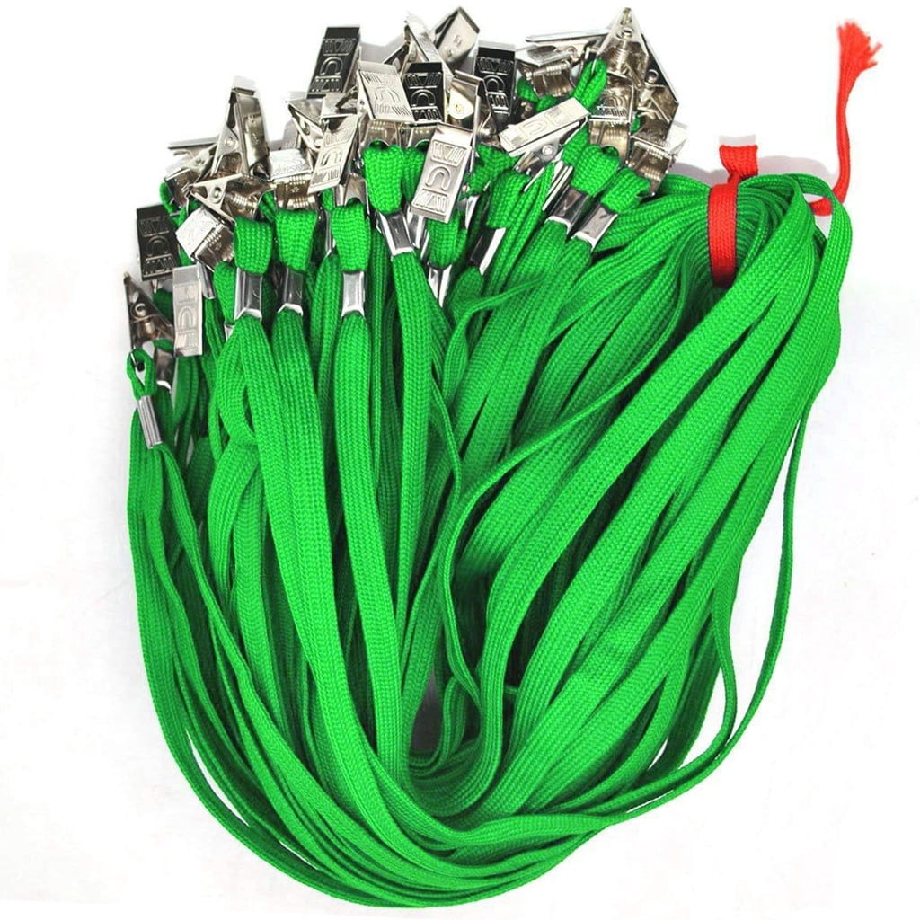 100 Pcs Flat Neck Lanyard Neck Straps Lanyard with Clip Black Lanyards for Teens