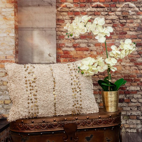 Nassau Collection Bohemian Rectangular Throw Pillow - 24" - Beige