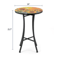 thumbnail image 4 of 14 inch Side Table, Round Iron Top End Table, Indoor Outdoor Accent Table, Sunflower Mosaic, 4 of 10