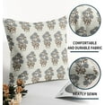 thumbnail image 2 of Brown Grey Floral Block Print Pillow Covers 18x18 Set of 2 Chinoiserie Flower Leaves Outdoor Decorative Throw Pillows Farmhouse Pillowcases Linen Cushion Case Decor for Home Sofa Couch Bed, 2 of 6