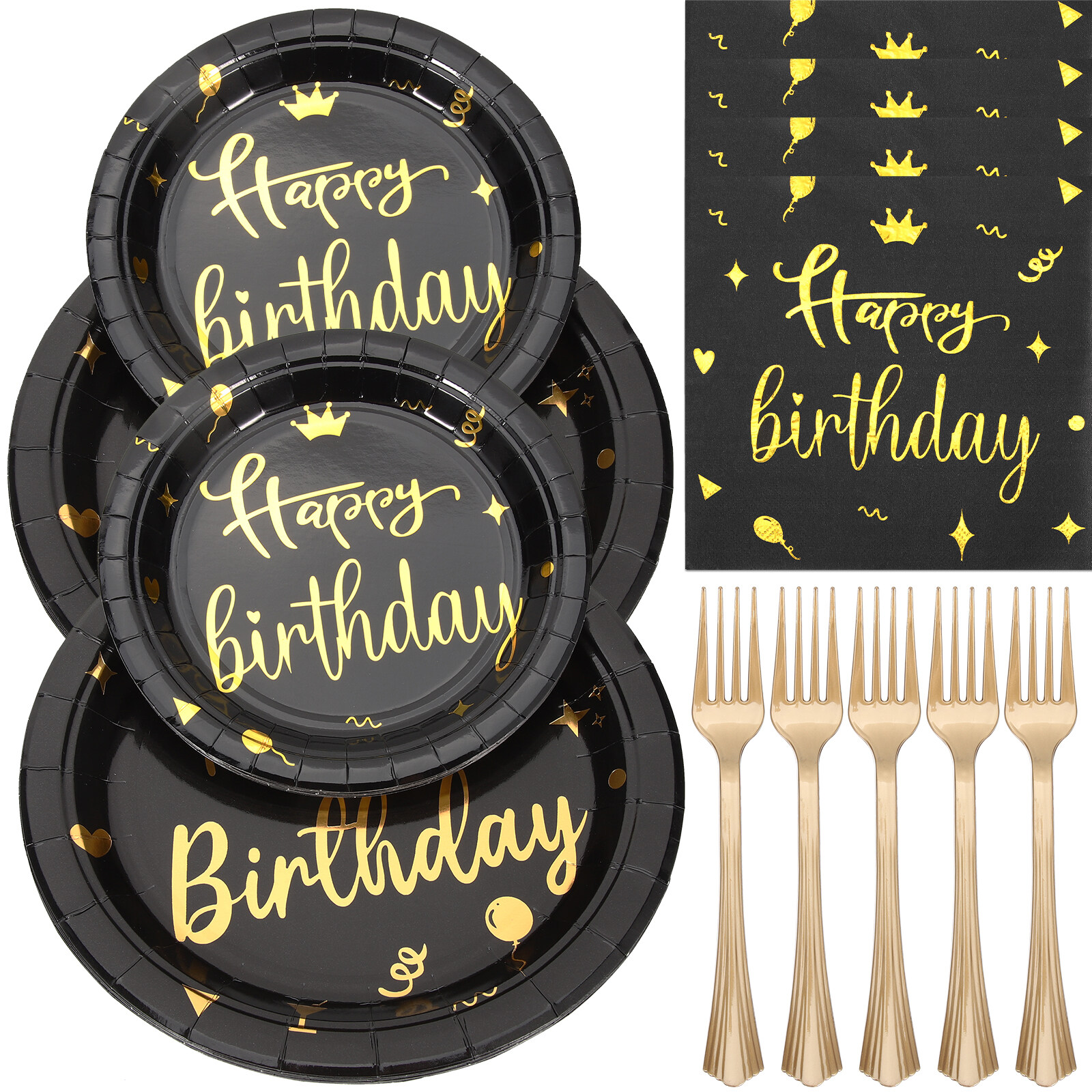 1 Set Birthday Party Supplies Paper Cake Plates Napkins Fork Party