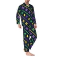 thumbnail image 2 of Honeii Mardi Gras Strings of Beads Pattern Mens Pajamas Set,2pcs Men's Lounge Long Sleeve Sleep Shirt and Pajama Bottoms Sleepwear Set,Mens Pjs Sets-Small, 2 of 7