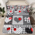 thumbnail image 2 of Homewish Plaid Heart Print Twin Sheet Sets,Happy Velantine'S Day Twin Fitted Sheet,Modern Geometric Checkered Flat Sheet For Girls Kids,Microfiber Bedroom Decor,3 Pieces, 2 of 7