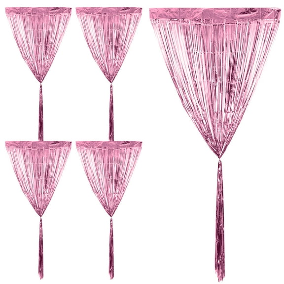 UPGRATOR 5Pcs Pink Foil Fringe Curtains Party Streamers For Wedding Decor 1m*2m