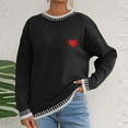 thumbnail image 4 of Rutainlusire Womens Trendy Loose Comfy Crew Neck Sweaters Women's Casual Heart Printing Round Neck Fashion Long Sleeved Pullover Sweater Top, 4 of 6