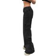 thumbnail image 6 of Street retro style irregular large pocket wide belt jeans straight casual pants-grey-M, 6 of 7