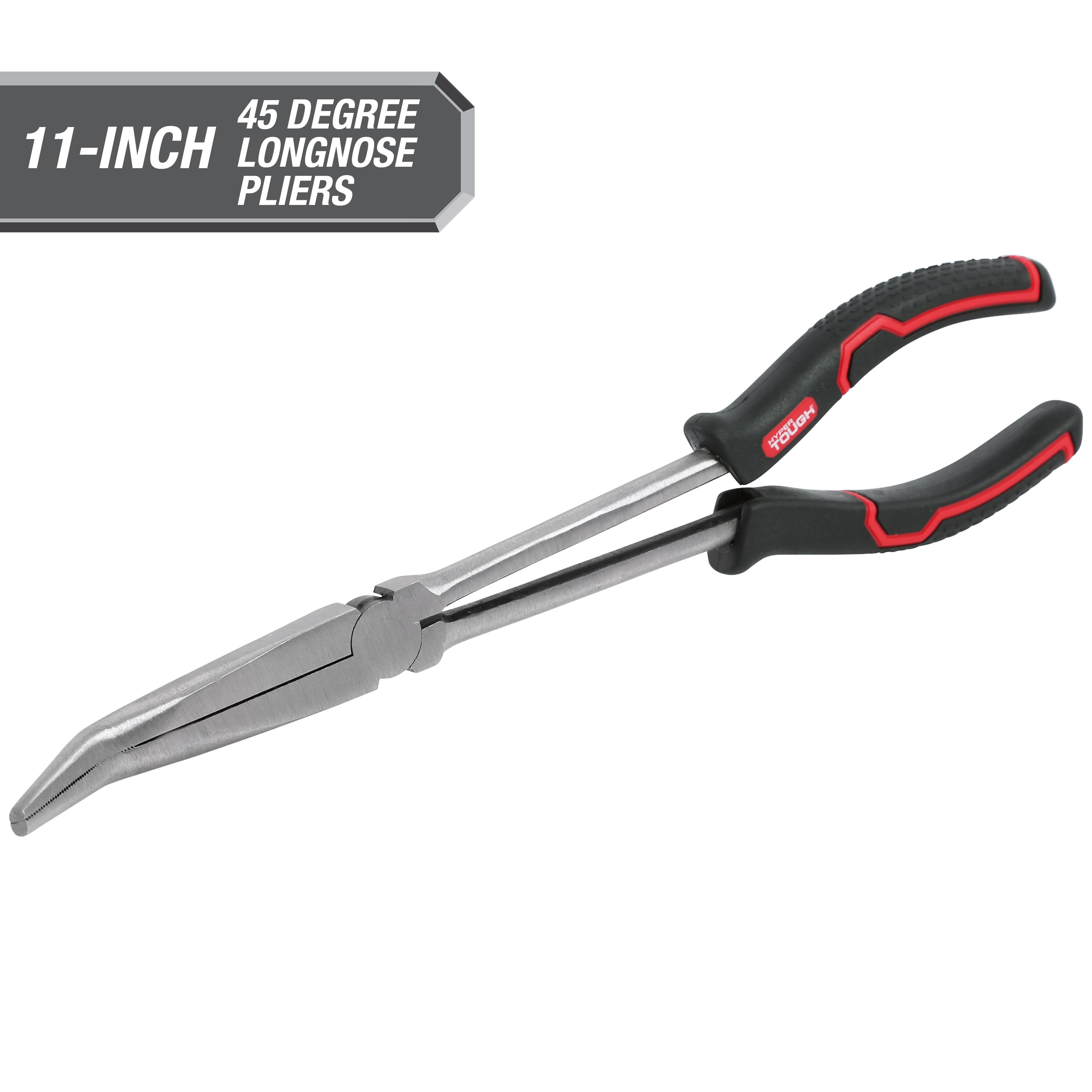 Hyper Tough 11-inch 45 Degree Long Nose Pliers with Ergonomic Comfort Grips