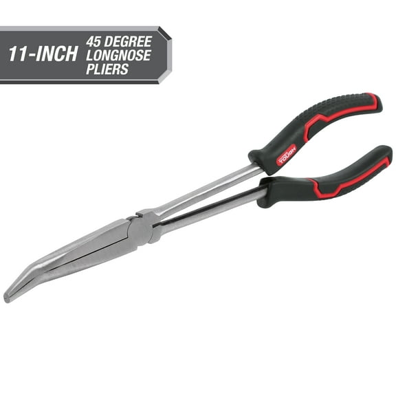 Hyper Tough 11-inch 45 Degree Long Nose Pliers with Ergonomic Comfort Grips