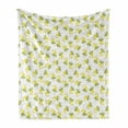 thumbnail image 1 of Lemons Soft Flannel Fleece Blanket, Abstract Design Watercolor Paint Romantic Style Tiny Lemons on Branch, Cozy Plush for Indoor and Outdoor Use, 60" x 80", Yellow Lime Green Brown, by Ambesonne, 1 of 6