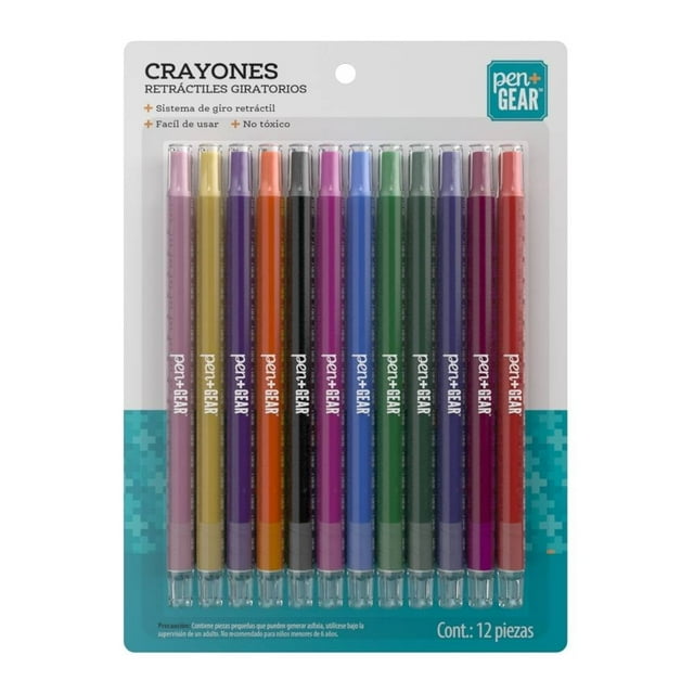 Crayones Pen+Gear Retráctiles Colores Variados 12 Piezas