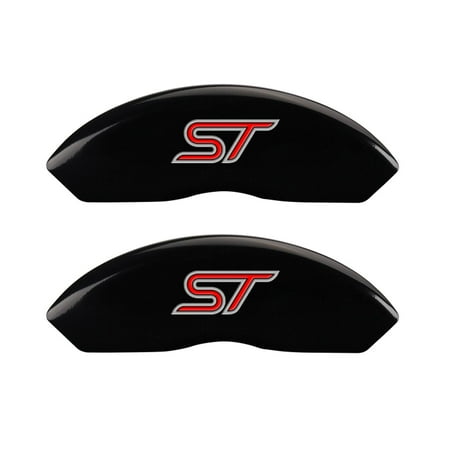 - Set of 4 caliper covers, Engraved Front and Rear: No bolts/ST, Black powder coat finish, silver characters