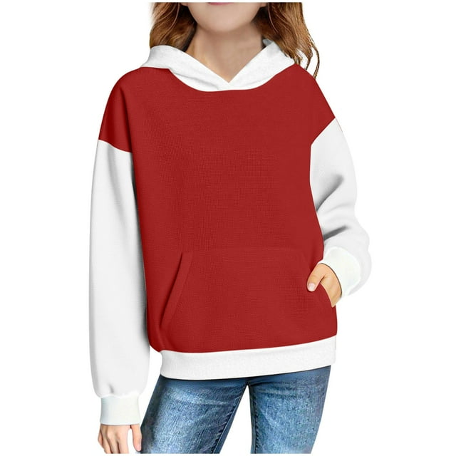 Jalioing Chandail à Capuche Décontracté pour Enfants à Manches Longues avec Poche Texture Mignonne