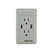 Angle View: EZQuest Plug n' Charge - Power wall outlet - NEMA 5-15, USB (power only) (F) - AC 125 V - 15 A - United States