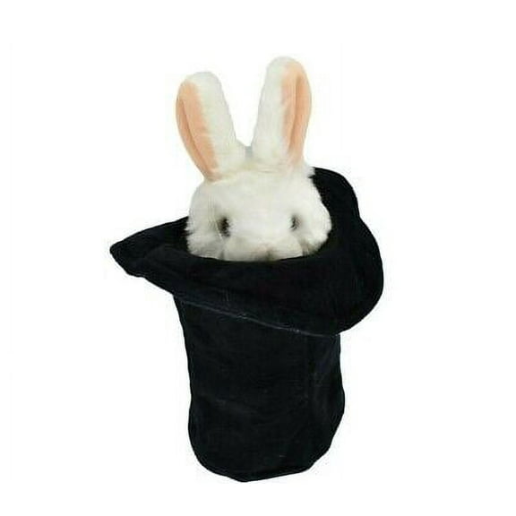 Rabbit In A Hat Soft Plush Stuffed White Bunny Hand Puppet - F1040 B404
