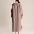 thumbnail image 5 of Annhoo Nightgowns for Women Cotton Comfortable Pleated Loose Plain V Neck Long Sleeve Nightdress Fashion Clothes, 5 of 6