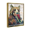 thumbnail image 3 of Stupell Bear & Fish Modern Wildlife Splash Animals & Insects Painting Gold Floater Framed Art Print Wall Art, 3 of 6