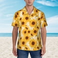 thumbnail image 2 of Haiem Vintage Marble Pattern Sunflower Printed Hawaiian Shirt for Men - Men’s Casual Beach Summer Shirts - Stretch Fabric with Modern Fit-X-Large, 2 of 7
