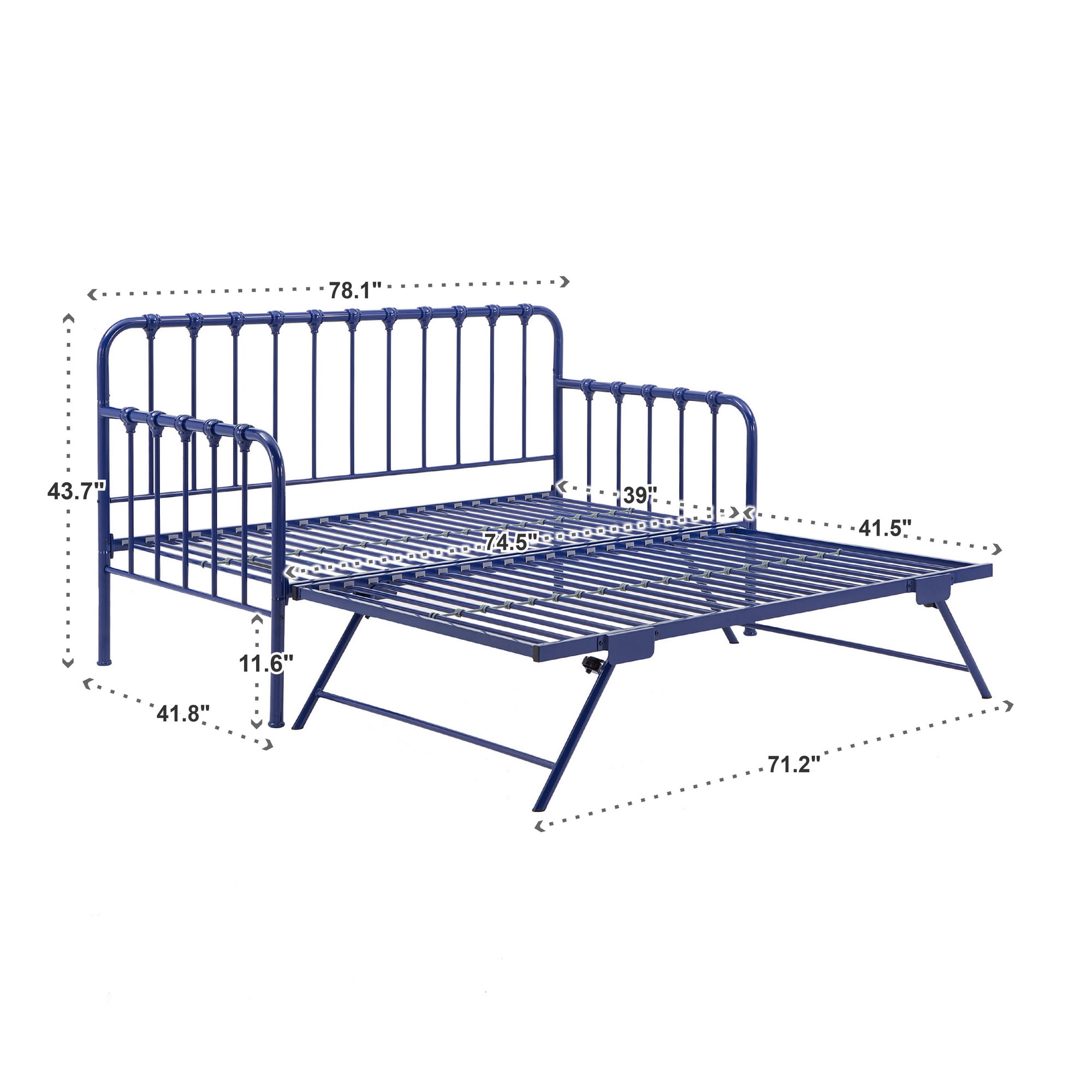 Weston Home Luca Metal Twin Daybed with Lift-up Trundle, Navy Blue