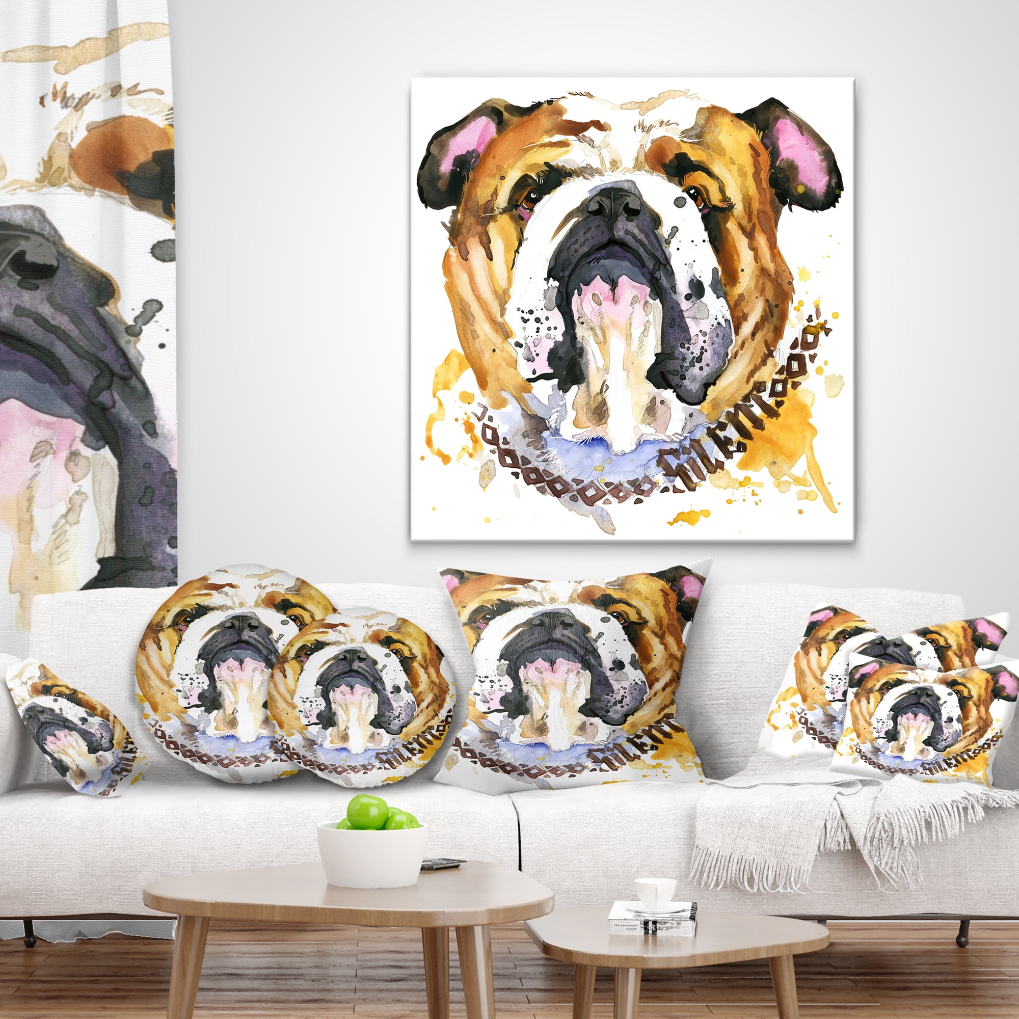 Designart Brown Dog Head - Animal Throw Pillow - 16x16