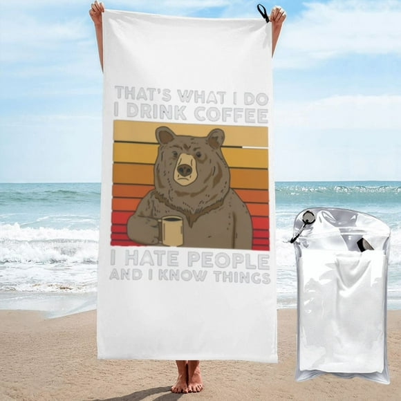 Eso es lo que hago Beber café Odio a la gente Saber cosas Toalla de playa Toallas de baño de microfibra Manta de playa suave Para desfile Natación Yoga Mujeres Hombres