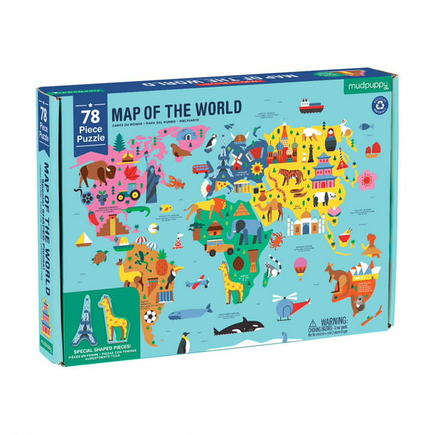 Mudpuppy Puzzle 70 Geography Map of World
