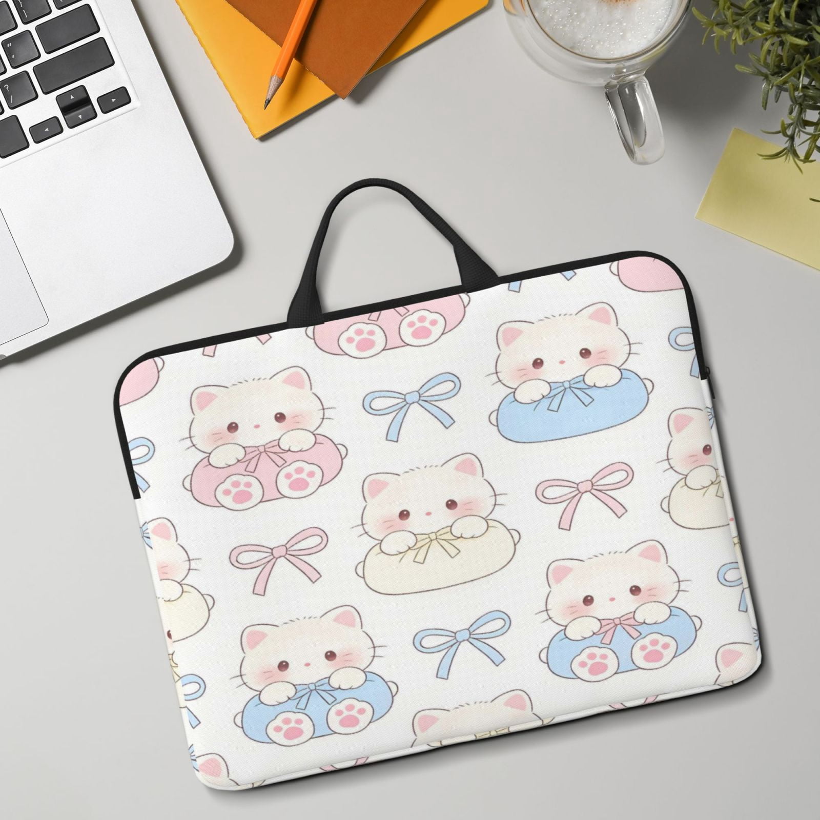Laptop Sleeve Bag For Women Men 14inch Waterproof Durable Protective Computer Carrying Cover Handle Laptop Case Bag Bow And Cat