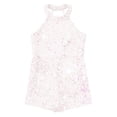 thumbnail image 3 of YONGHS Kids Girls Sequins Dance Leotard Halter Neck Pageant Romper Ballroom Dancewear Costume Pink 10, 3 of 5