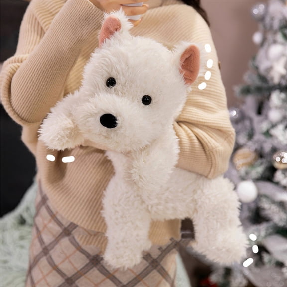 West Highland White Terrier Dog White Westie Puppy Stuffed Animals Plush Toys for Kids Girls Boys Baby Birthday Bedtime Gift,17"