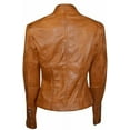 thumbnail image 3 of Women's Genuine Tan Lambskin Leather Jacket Motorcycle Slim fit Biker Jacket W380, 3 of 4