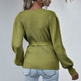 thumbnail image 5 of Viikei Sweaters For Women Clearance Plus Size Pullover Sweaters For Women Loose Solid Color Waist Belted V-Neck Long Sleeve Tops, 5 of 8