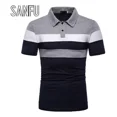thumbnail image 3 of Sanfu®polo A Rayas De Tres Colores Playera Informal De Moda, 3 of 6