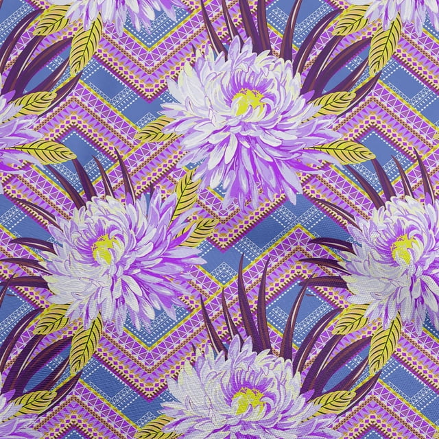 oneOone Silk Tabby Medium Blue Fabric Florals Sewing Craft Projects Fabric Prints By Yard 42 Inch Wide