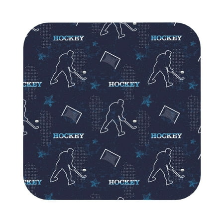 

Pofeuu Hockey Players Print Leather Coasters Set of 6 Round Cups Mugs Mat Pad for Home Kitchen Heat Resistant Drink Coasters Square