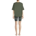 thumbnail image 3 of Secret Treasures Women's and Women's Plus Short Sleeve T-Shirt and Bike Shorts, 2-Piece Pajama Set, 3 of 5