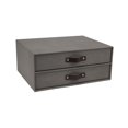 thumbnail image 1 of Bigso Birger 2-Drawer Canvas Fiberboard Easy Pull Handle Document Letter Box | Desktop Drawers for Loose Papers and Documents | Desktop Storage Drawers with Leather Handles | 13.1” x 10” x 5.7” | Grey, 1 of 4