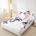 thumbnail image 4 of Manfei Cute Butterfly Twin Sheet Sets,Romantic Style Twin Fitted Sheet,Purple White Flat Sheet For Girls,Luxury Bedroom Decor,3pcs, 4 of 7