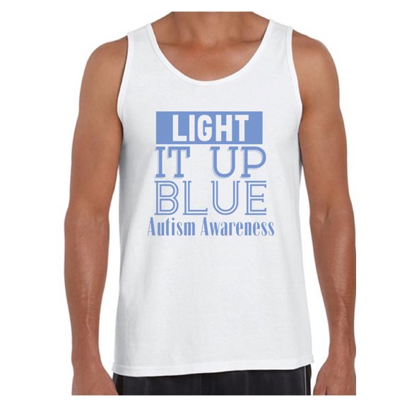 Awkward Styles Men's Light It Up Blue Support Graphic Tank Tops for Autism Awareness