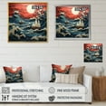 thumbnail image 4 of Designart "Waves Papercut Japon Coral wall decor II" Japanese Floater Framed Canvas Print, 4 of 7